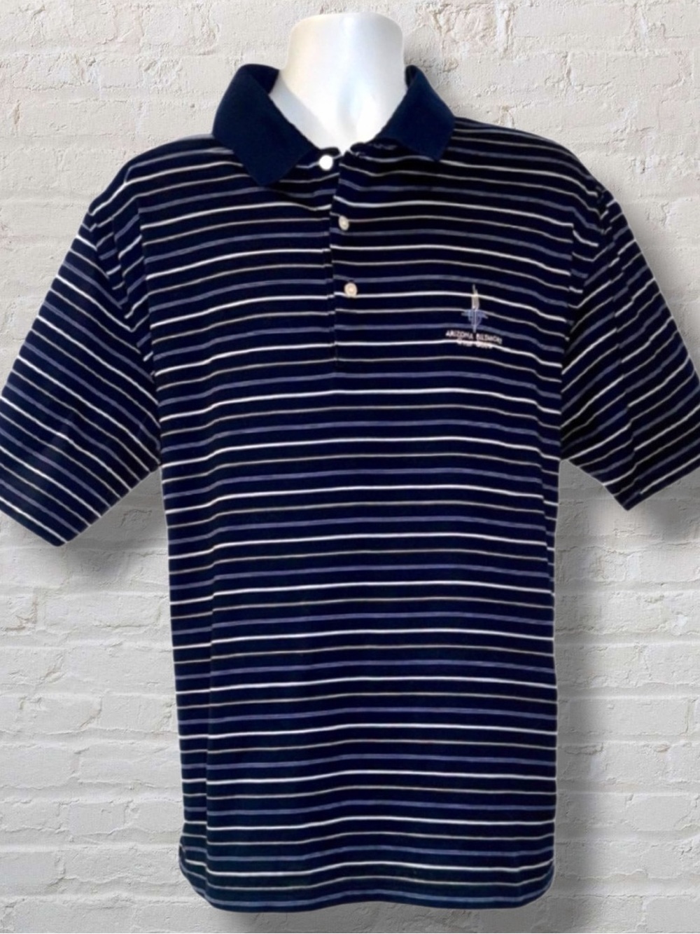 Vintage Arizona Biltmore Golf Club Polo Shirt Men’s L Navy Stripe Cotton